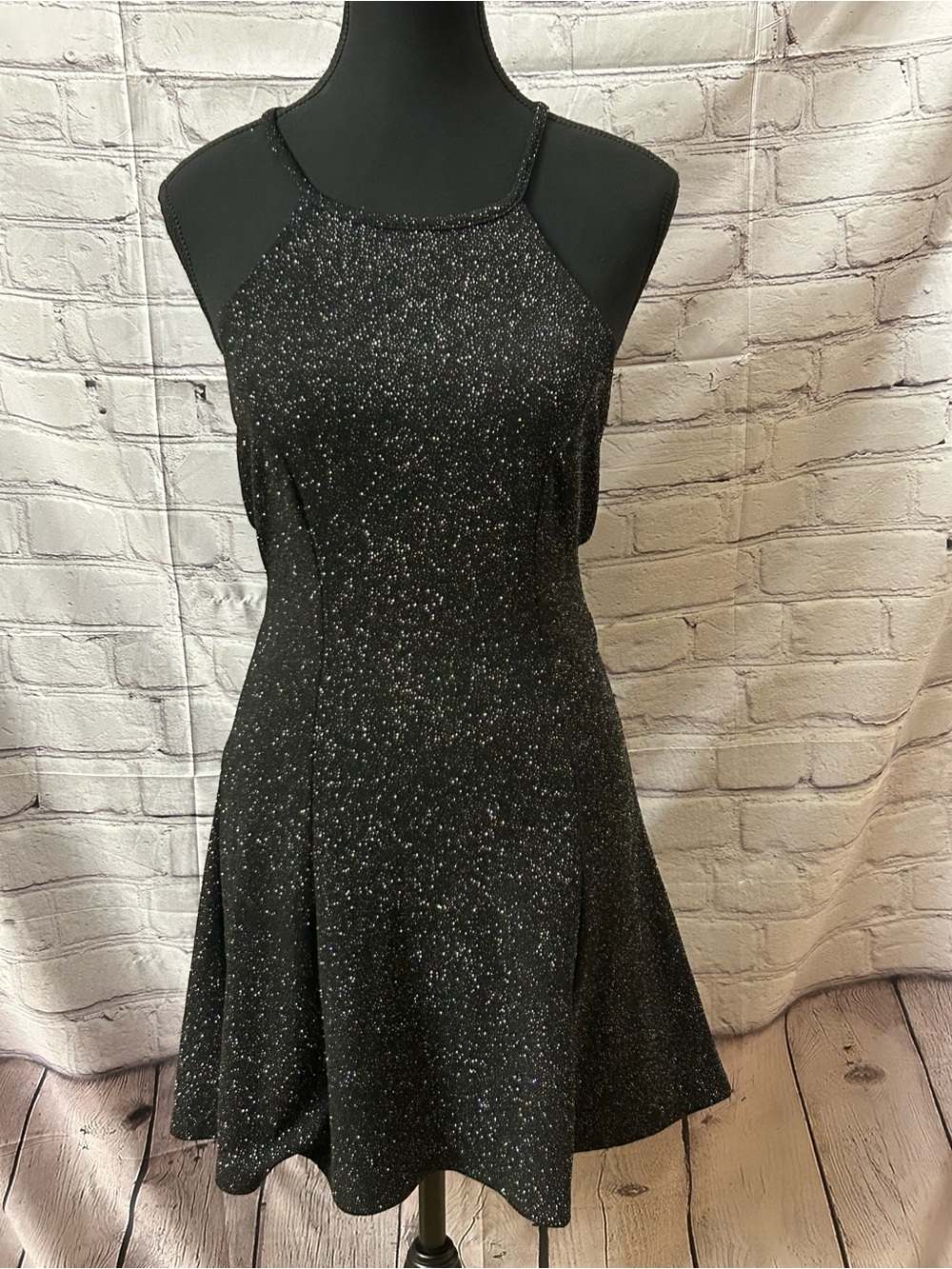 Speechless Black Glitter Halter Mini Dress